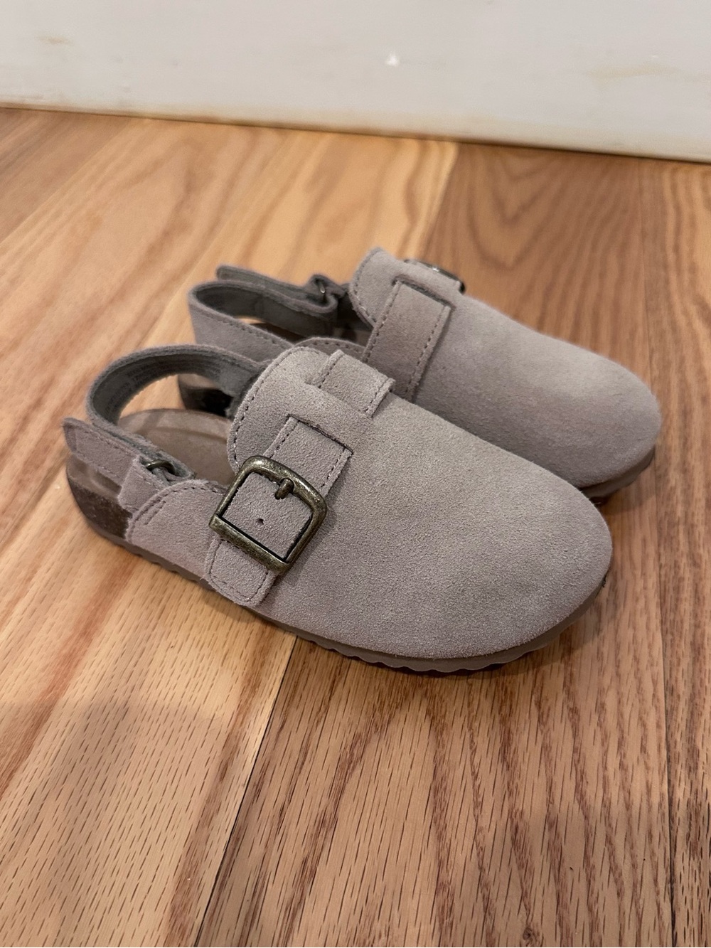 Cat & Jack Toddler Clogs Suede Leather Upper Footbed fall mules taupe sz 8